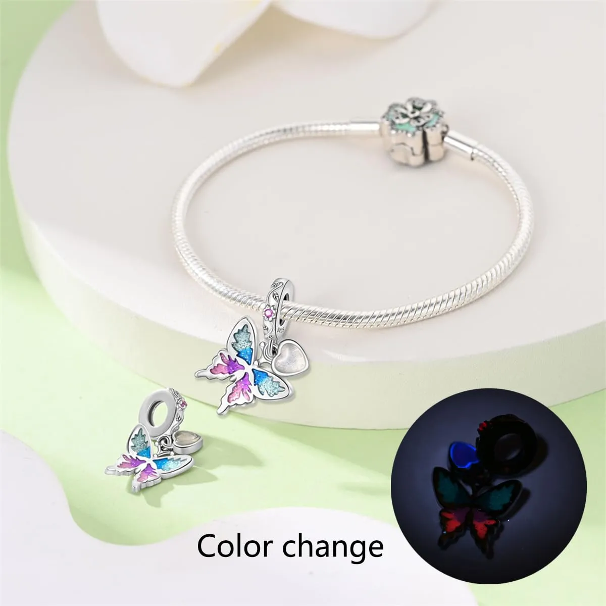KUNSIR Bead Charm in Argento Sterling 925 con Cubic Zirconia per Braccialetti e Collane Europei - immagine 5