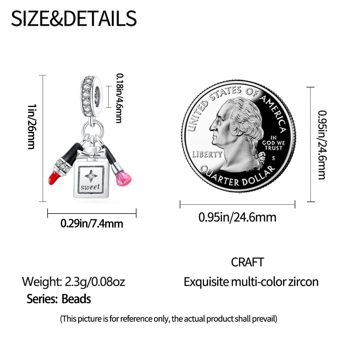 KUNSIR Bead Charm in Argento Sterling 925 con Cubic Zirconia, Compatibile con Braccialetti e Collane Europei - immagine 5