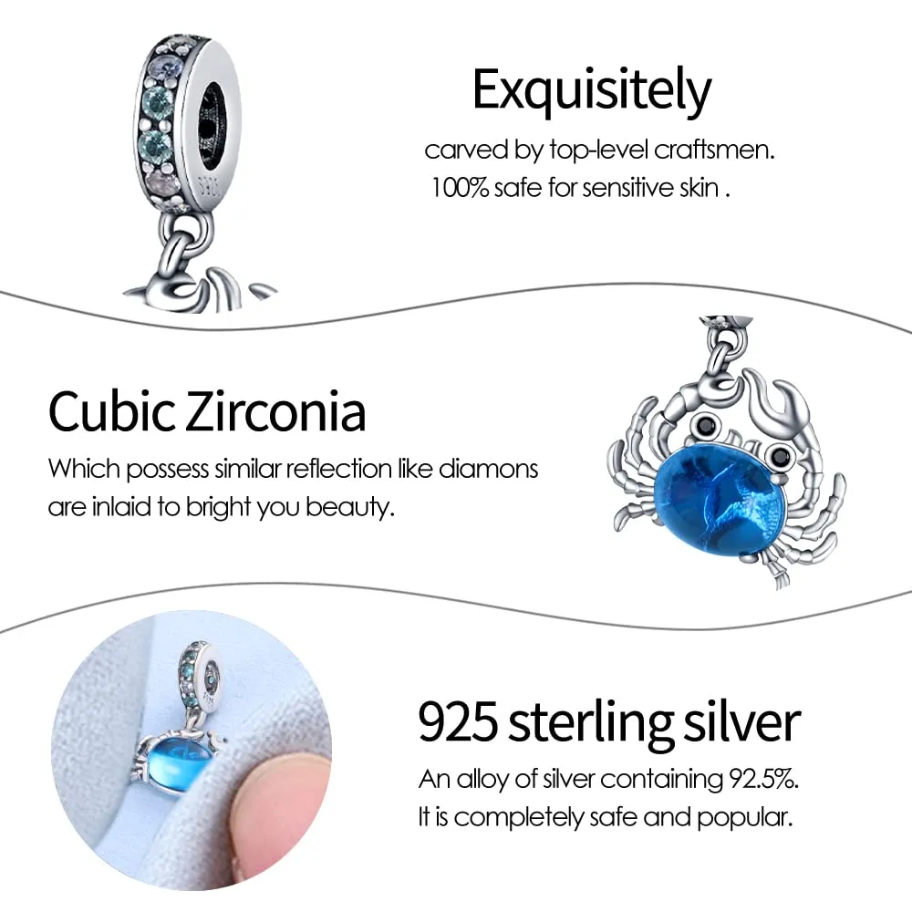 KUNSIR Ciondolo in Argento Sterling 925 con Cubic Zirconia per Braccialetti e Collane Europei - immagine 3