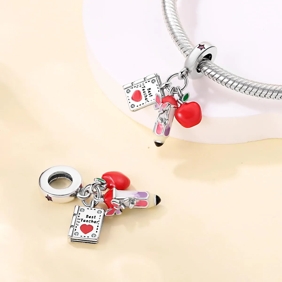 KUNSIR Ciondolo in Argento Sterling 925 con Cubic Zirconia per Braccialetti e Collane Europei - immagine 2