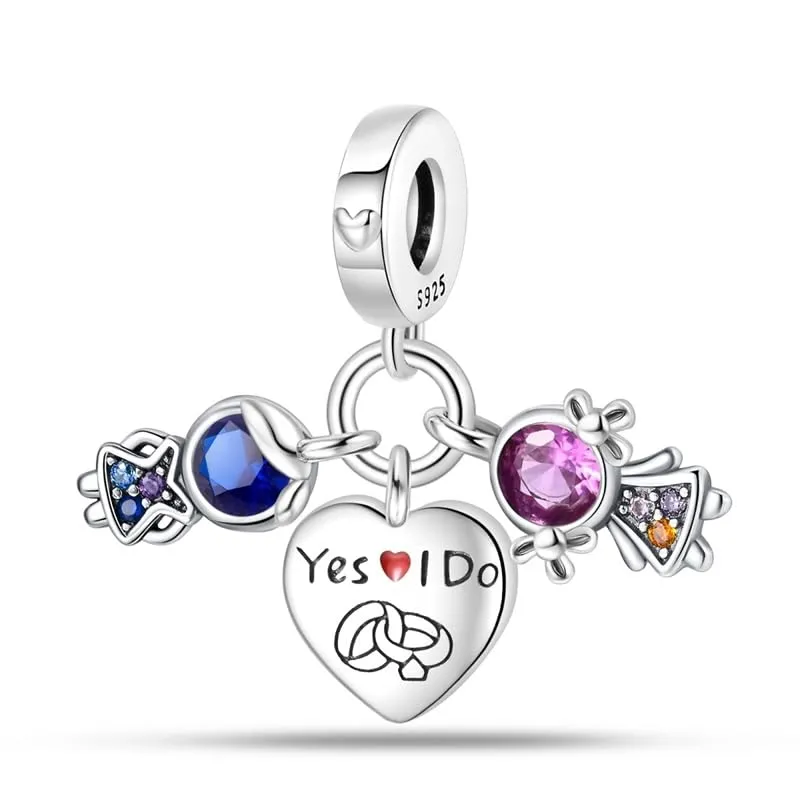 KUNSIR Bead Charm Ciondolo Argento Sterling 925 con Cubic Zirconia per Braccialetti e Collane Europei - immagine 1