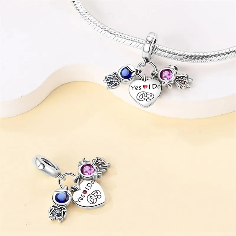 KUNSIR Bead Charm Ciondolo Argento Sterling 925 con Cubic Zirconia per Braccialetti e Collane Europei - immagine 2