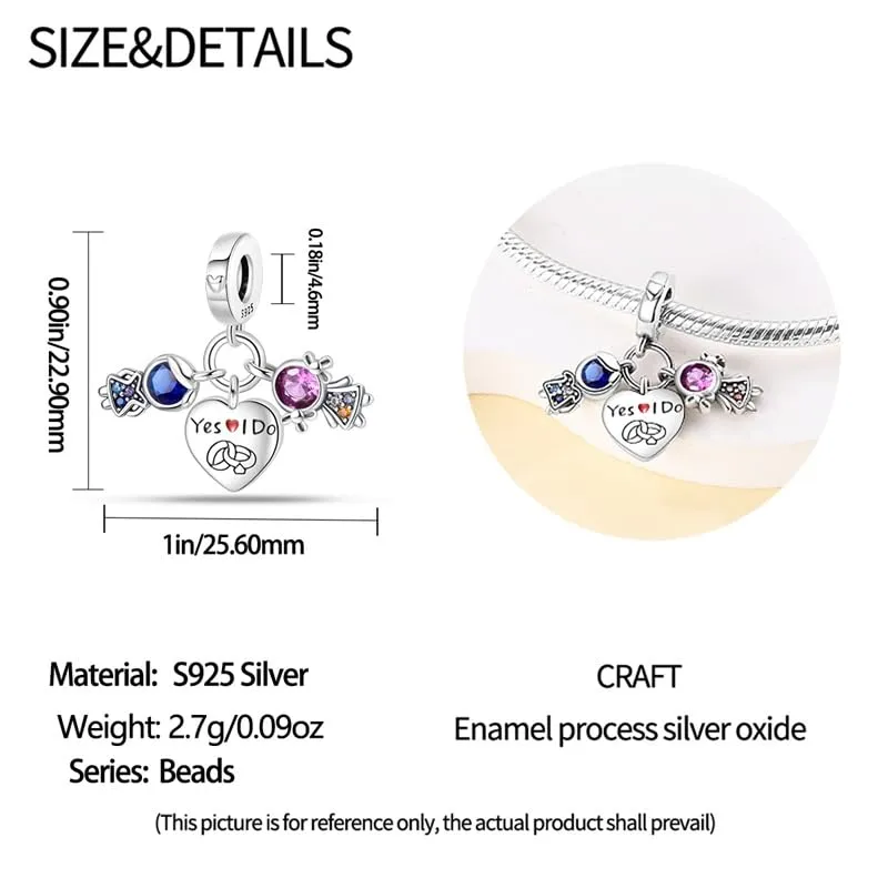 KUNSIR Bead Charm Ciondolo Argento Sterling 925 con Cubic Zirconia per Braccialetti e Collane Europei - immagine 5