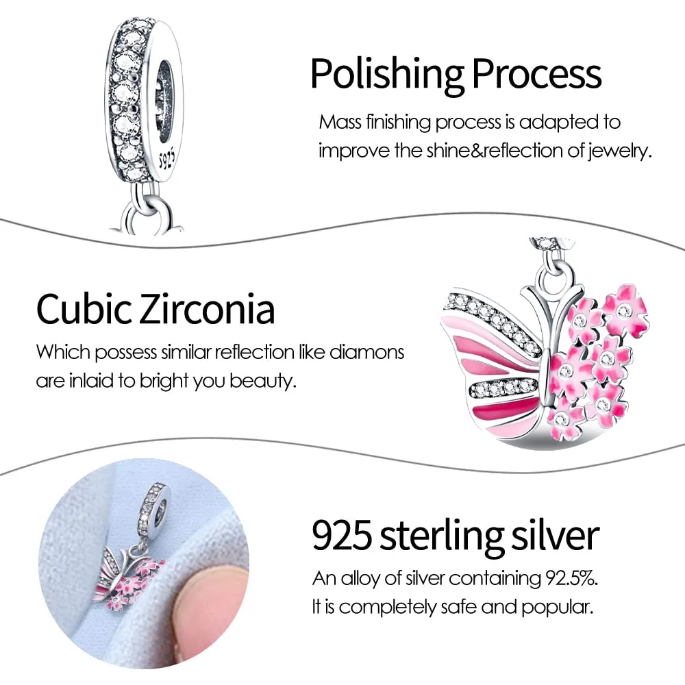 KUNSIR Bead Charm in Argento Sterling 925 con Cubic Zirconia per Braccialetti e Collane Europei - immagine 4