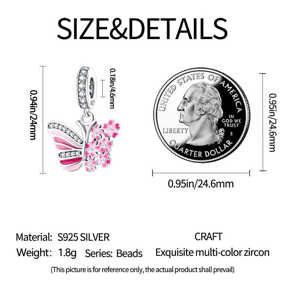 KUNSIR Bead Charm in Argento Sterling 925 con Cubic Zirconia per Braccialetti e Collane Europei - immagine 6