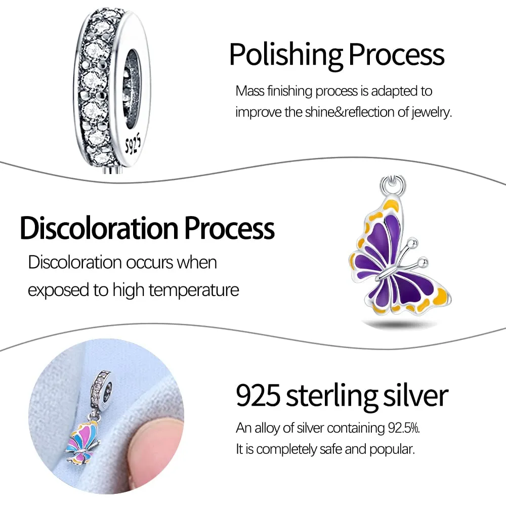 KUNSIR Bead Charm Ciondolo Argento Sterling 925 con Cubic Zirconia per Braccialetti e Collane Europei - immagine 4
