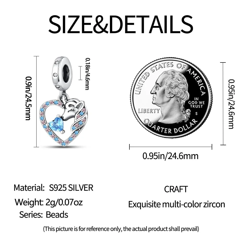 KUNSIR Bead Charm in Argento Sterling 925 con Cubic Zirconia, Compatibile con Braccialetti e Collane Europei - immagine 5