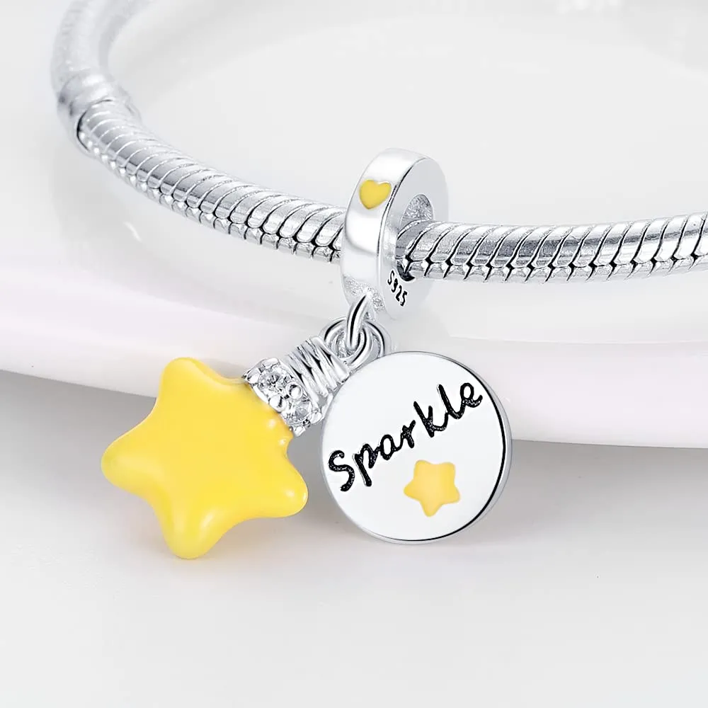KUNSIR Bead Charm Ciondolo Argento Sterling 925 con Cubic Zirconia per Pandora Braccialetti e Collane - immagine 2