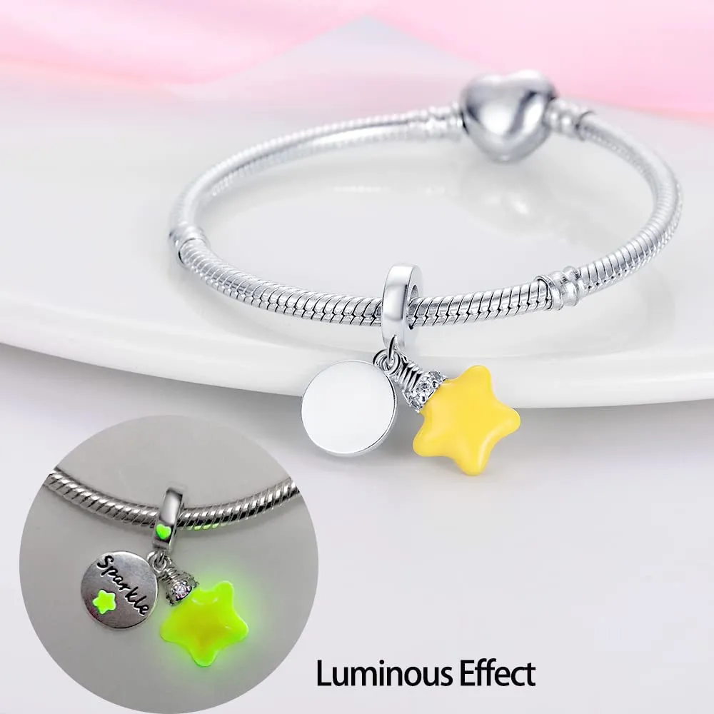 KUNSIR Bead Charm Ciondolo Argento Sterling 925 con Cubic Zirconia per Pandora Braccialetti e Collane - immagine 3