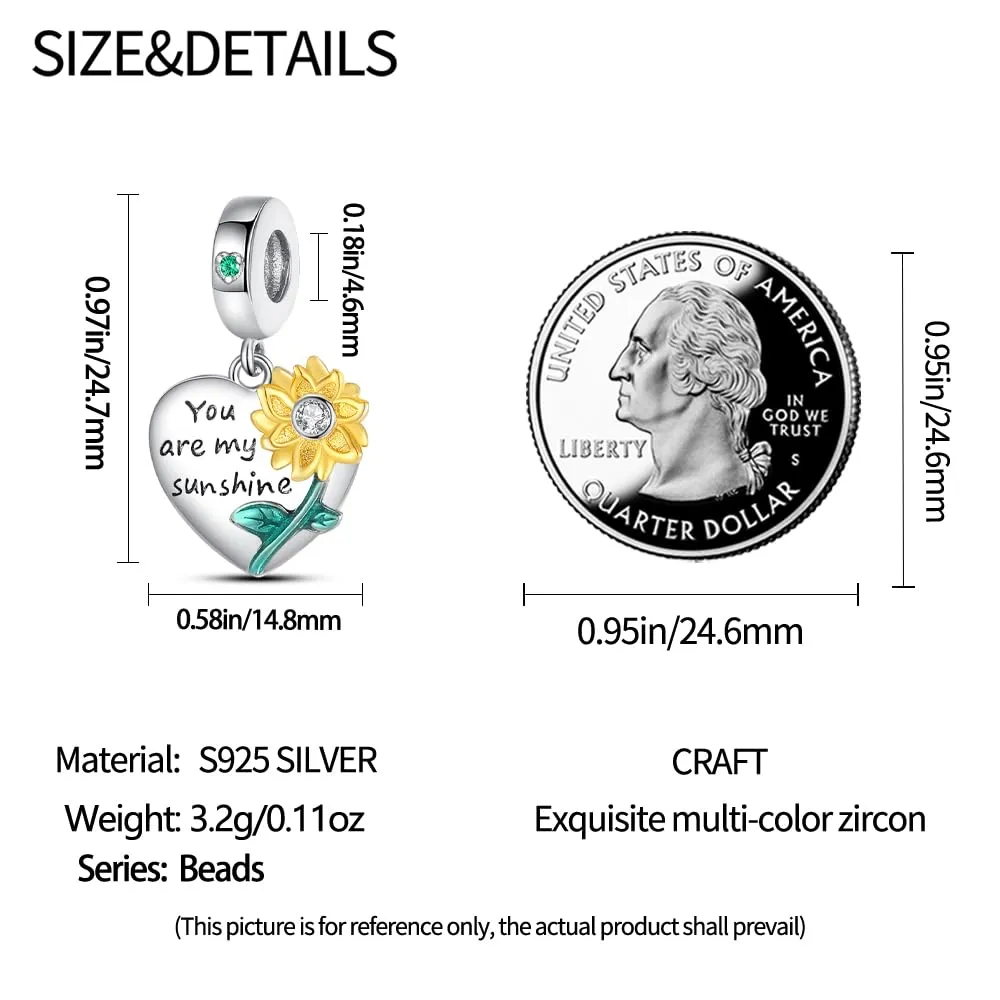 KUNSIR Bead Charm in Argento Sterling 925 con Cubic Zirconia, Compatibile con Braccialetti e Collane Europei - immagine 5