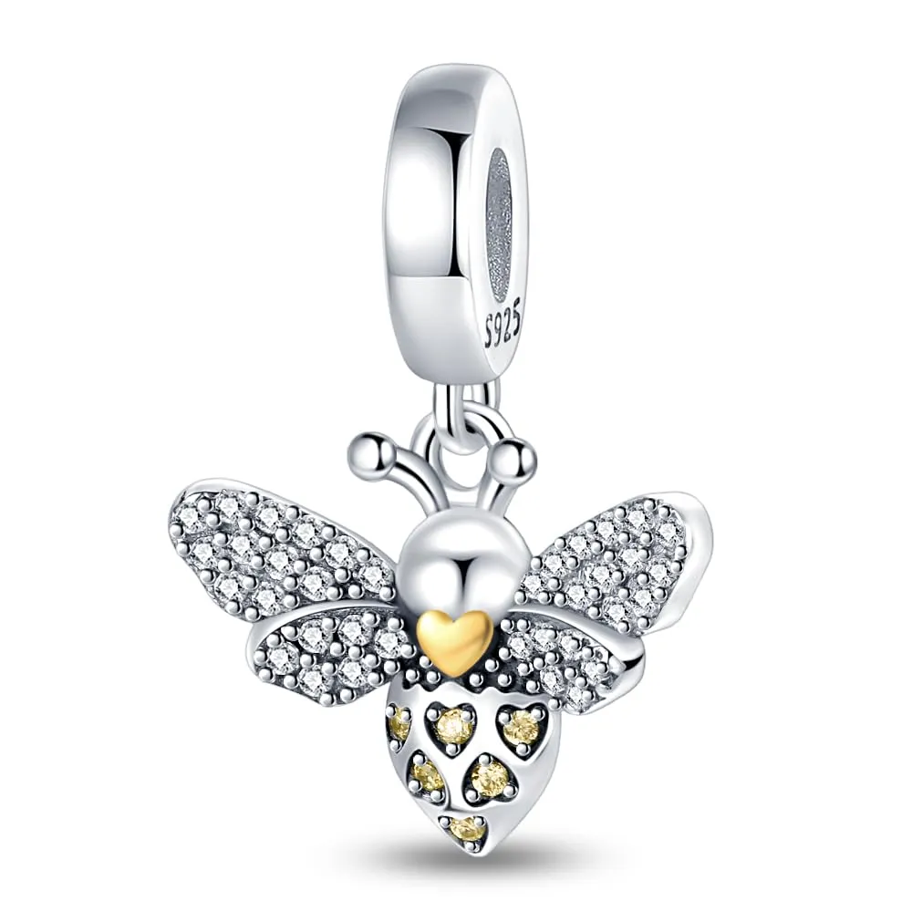 KUNSIR Bead Charm in Argento Sterling 925 con Cubic Zirconia, Compatibile con Braccialetti e Collane Europei - immagine 1