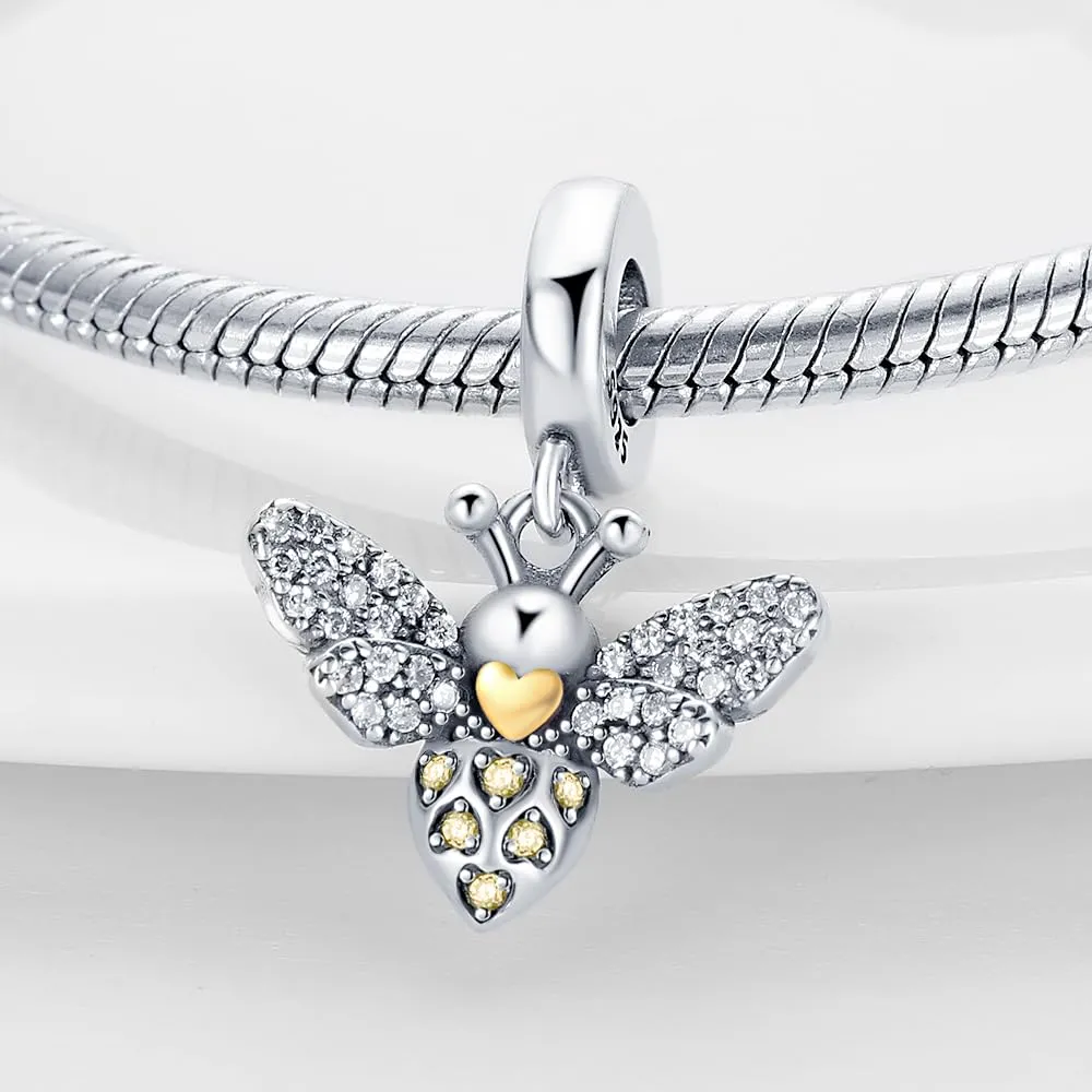 KUNSIR Bead Charm in Argento Sterling 925 con Cubic Zirconia, Compatibile con Braccialetti e Collane Europei - immagine 2