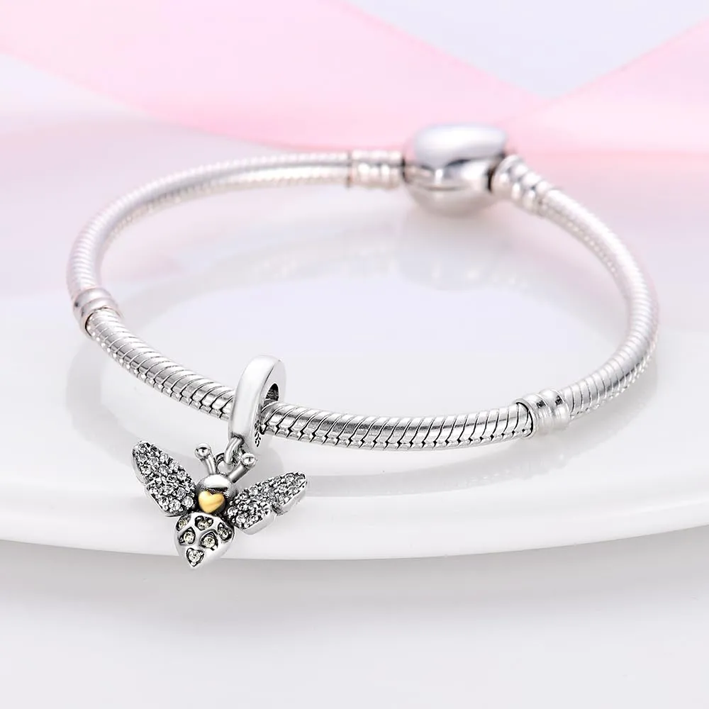 KUNSIR Bead Charm in Argento Sterling 925 con Cubic Zirconia, Compatibile con Braccialetti e Collane Europei - immagine 3