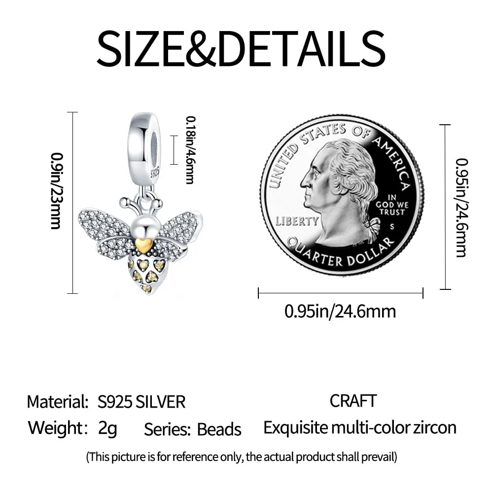 KUNSIR Bead Charm in Argento Sterling 925 con Cubic Zirconia, Compatibile con Braccialetti e Collane Europei - immagine 5