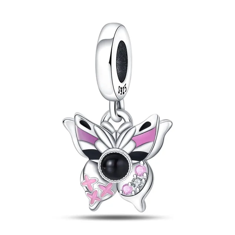 KUNSIR Bead Charm Ciondolo Argento Sterling 925 con Cubic Zirconia per Pandora Braccialetti e Collane Europei - immagine 1
