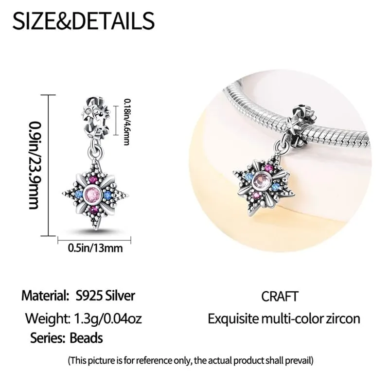 KUNSIR Bead Charm in Argento Sterling 925 con Cubic Zirconia per Braccialetti e Collane Europei - immagine 5