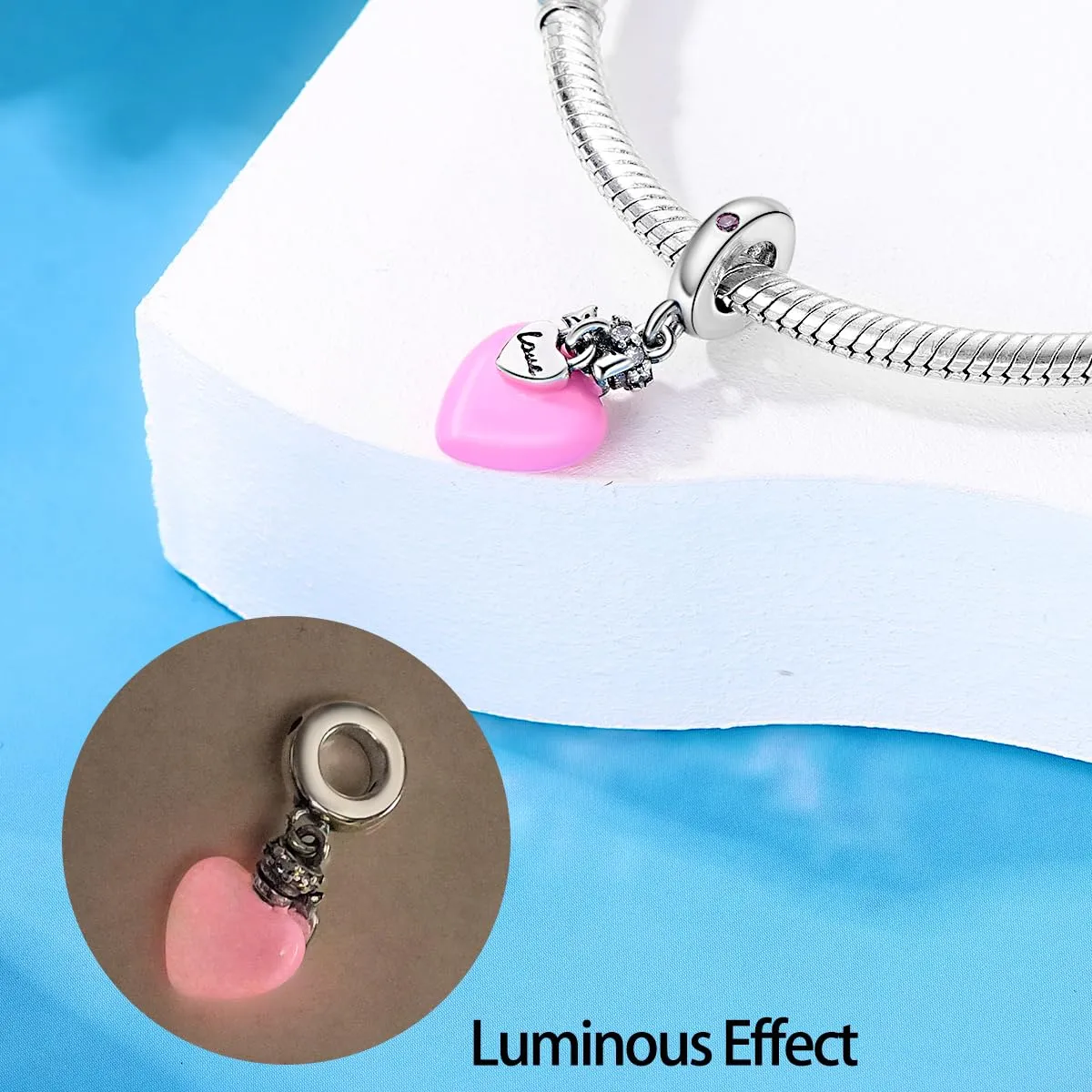 KUNSIR Bead Charm in Argento Sterling 925 con Cubic Zirconia per Braccialetti e Collane Europei - immagine 3