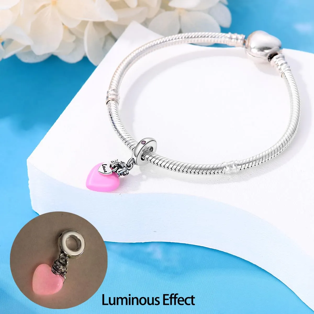 KUNSIR Bead Charm in Argento Sterling 925 con Cubic Zirconia per Braccialetti e Collane Europei - immagine 4