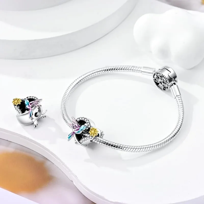 KUNSIR Bead Charm Ciondolo Argento Sterling 925 con Cubic Zirconia per Pandora Braccialetti e Collane Europei - immagine 3