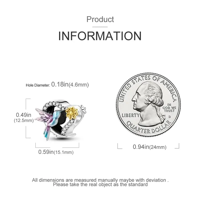 KUNSIR Bead Charm Ciondolo Argento Sterling 925 con Cubic Zirconia per Pandora Braccialetti e Collane Europei - immagine 5