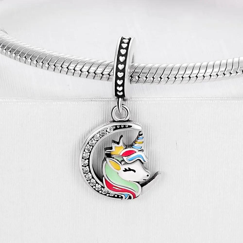 KUNSIR Ciondolo in Argento Sterling 925 con Cubic Zirconia, Compatibile con Braccialetti e Collane Pandora e Europei - immagine 2
