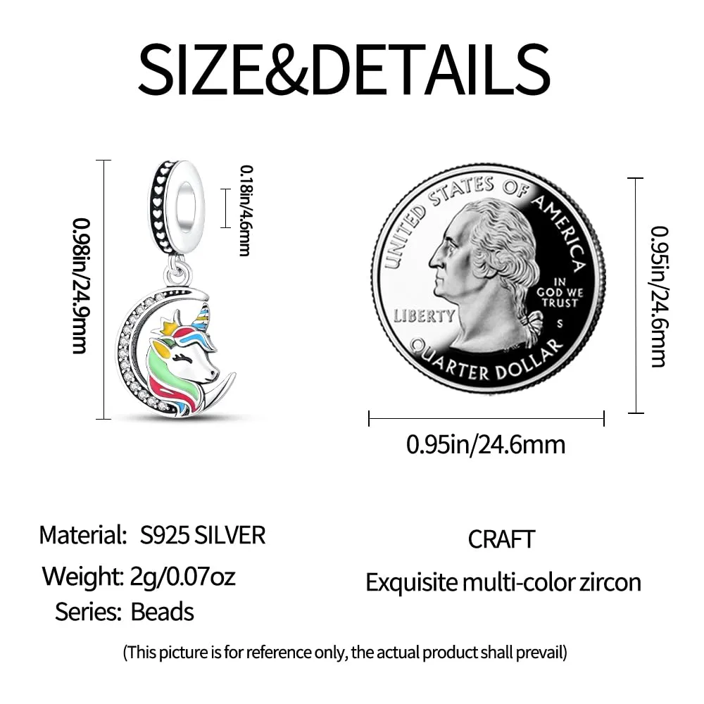 KUNSIR Ciondolo in Argento Sterling 925 con Cubic Zirconia, Compatibile con Braccialetti e Collane Pandora e Europei - immagine 5