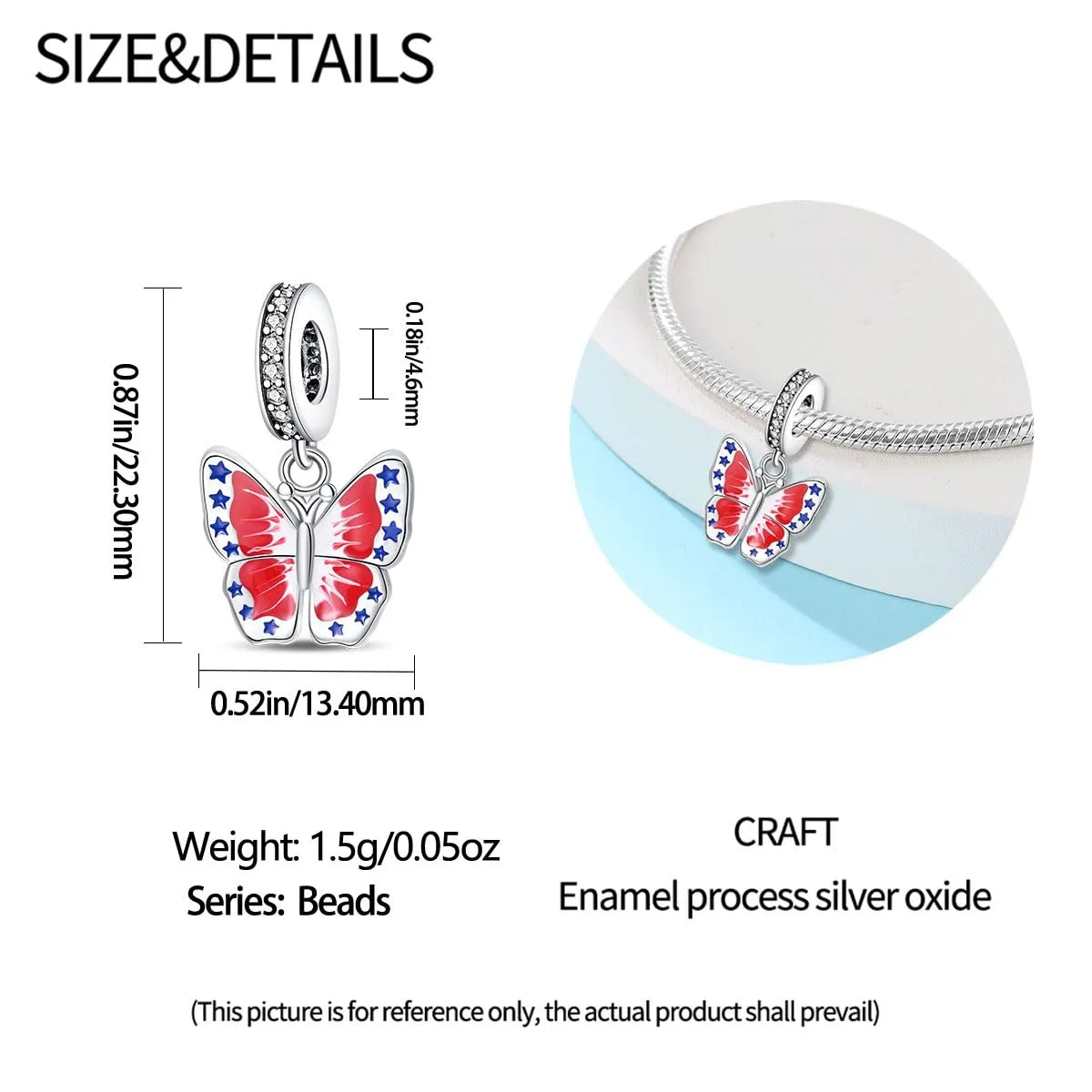 Pandach Bead Charm Ciondolo Argento Sterling 925 con Cubic Zirconia per Braccialetti e Collane Europei - immagine 5