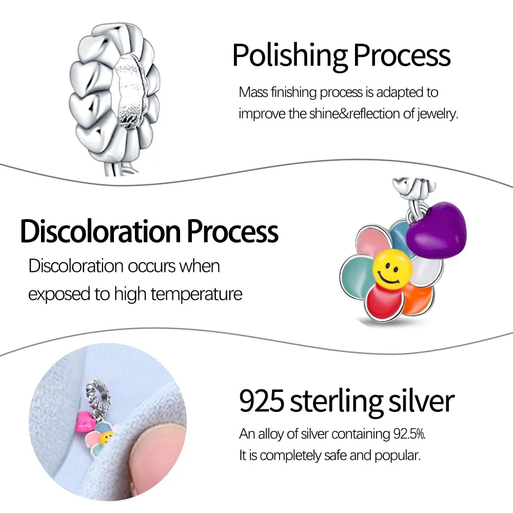 KUNSIR Bead Charm Ciondolo Argento Sterling 925 con Cubic Zirconia per Braccialetti e Collane Europei - immagine 4
