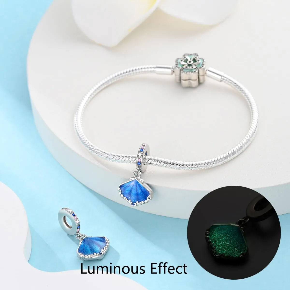 KUNSIR Ciondolo in Argento Sterling 925 con Cubic Zirconia, Compatibile con Braccialetti e Collane Pandora e Europei - immagine 3
