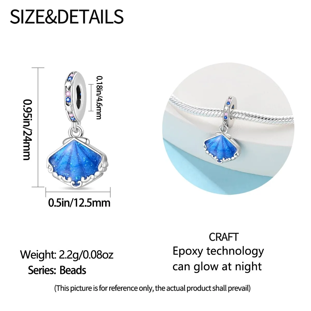 KUNSIR Ciondolo in Argento Sterling 925 con Cubic Zirconia, Compatibile con Braccialetti e Collane Pandora e Europei - immagine 5