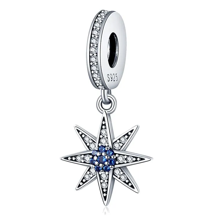 KUNSIR Bead Charm in Argento Sterling 925 con Cubic Zirconia per Braccialetti e Collane Europee - immagine 1