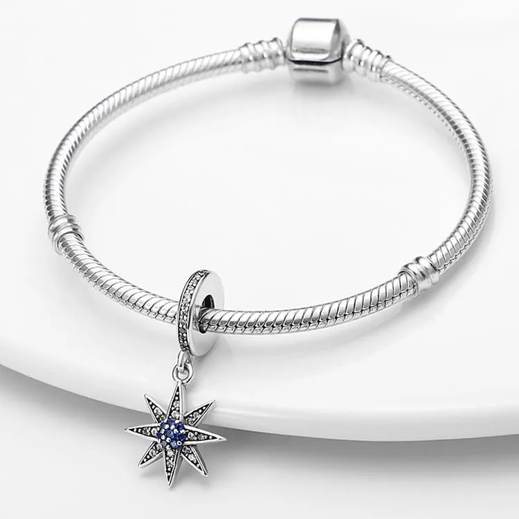 KUNSIR Bead Charm in Argento Sterling 925 con Cubic Zirconia per Braccialetti e Collane Europee - immagine 3