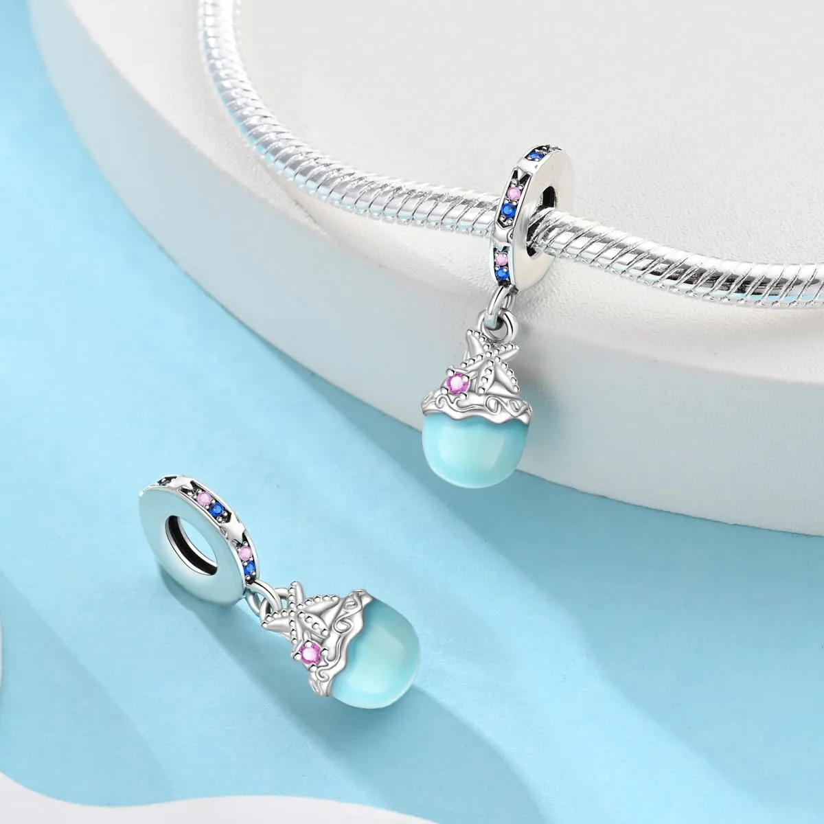 KUNSIR Bead Charm in Argento Sterling 925 con Cubic Zirconia per Braccialetti e Collane Europei - immagine 2