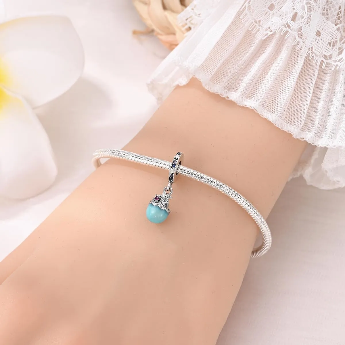 KUNSIR Bead Charm in Argento Sterling 925 con Cubic Zirconia per Braccialetti e Collane Europei - immagine 4