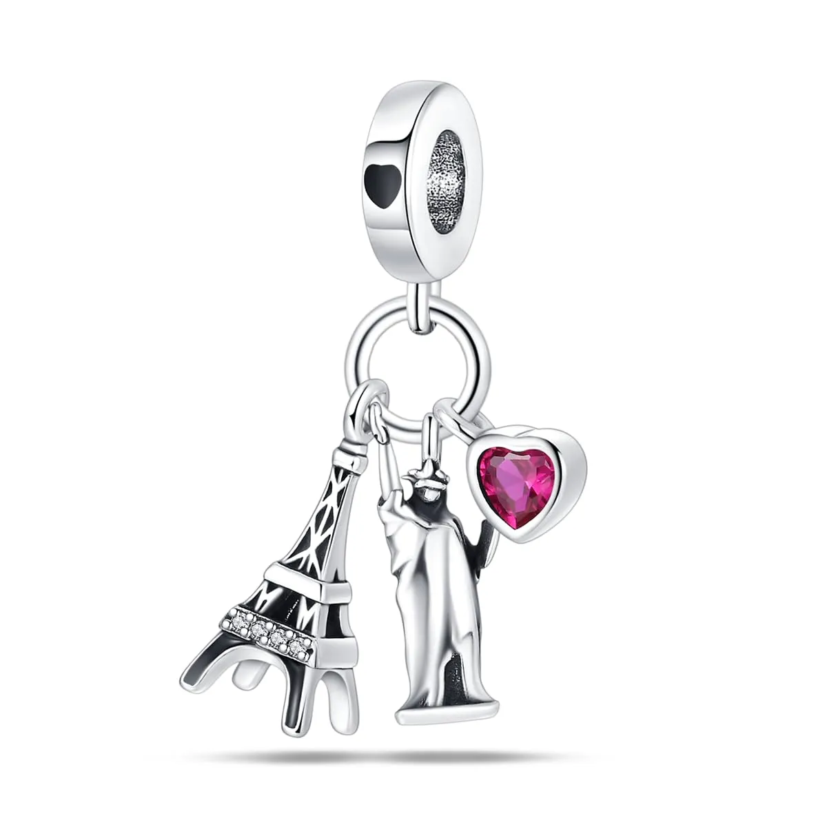 KUNSIR Bead Charm in Argento Sterling 925 con Cubic Zirconia per Braccialetti e Collane Europei - immagine 1