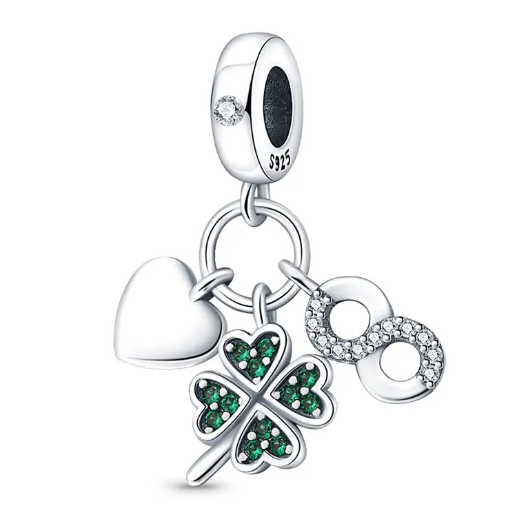 KUNSIR Bead Charm Ciondolo Argento Sterling 925 con Cubic Zirconia per Pandora Braccialetti e Collane Europee - immagine 1