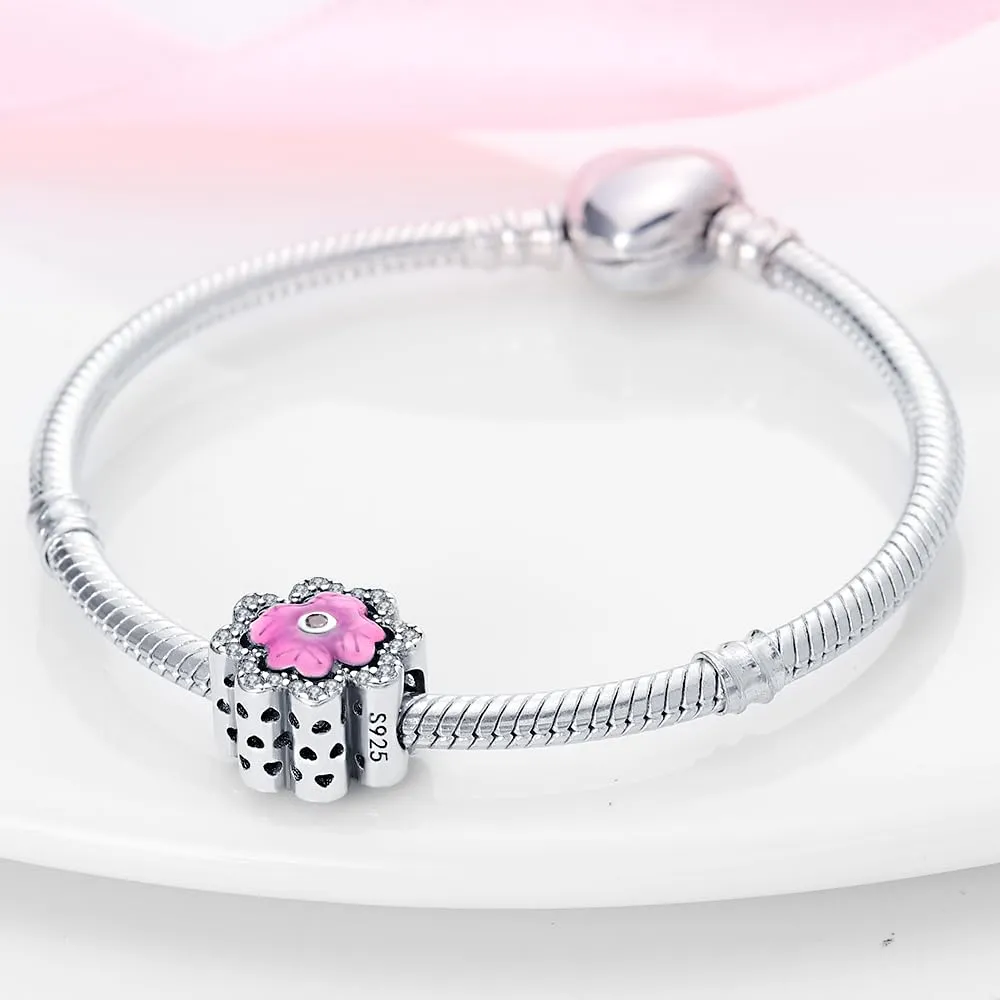 KUNSIR Bead Charm Ciondolo Argento Sterling 925 con Cubic Zirconia per Pandora Braccialetti e Collane - immagine 3