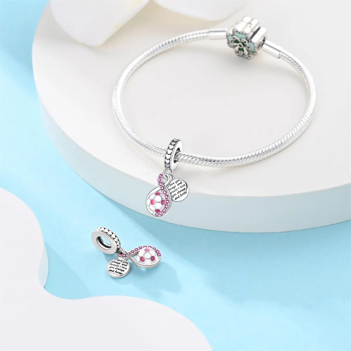KUNSIR Ciondolo in Argento Sterling 925 con Cubic Zirconia per Braccialetti e Collane Europei - immagine 3