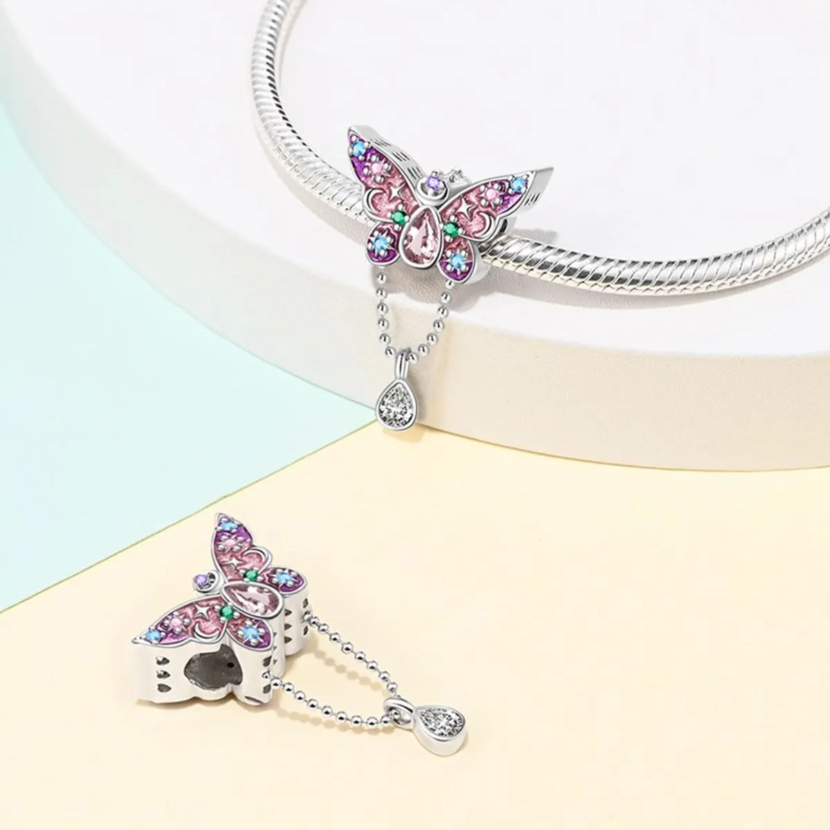 KUNSIR Ciondolo in Argento Sterling 925 con Cubic Zirconia per Braccialetti e Collane Europei - immagine 2