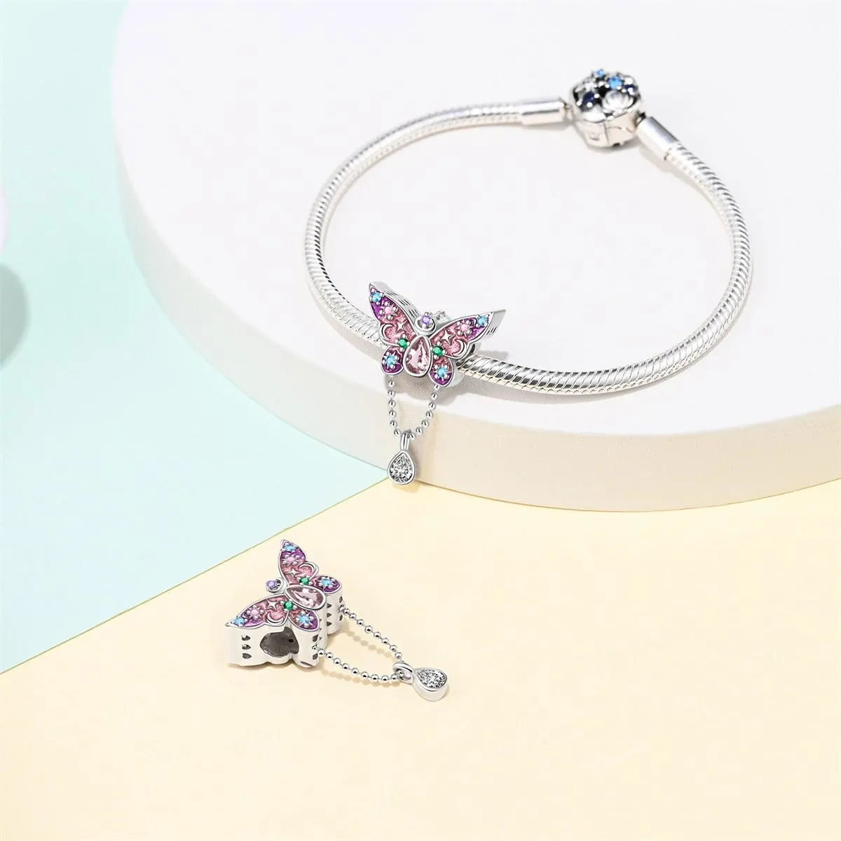 KUNSIR Ciondolo in Argento Sterling 925 con Cubic Zirconia per Braccialetti e Collane Europei - immagine 3