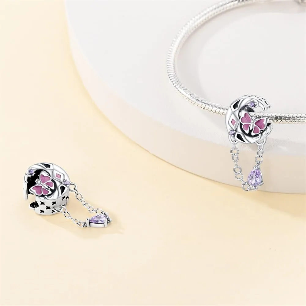 KUNSIR Bead Charm Ciondolo Argento Sterling 925 con Cubic Zirconia per Pandora Braccialetti e Collane Europee - immagine 2