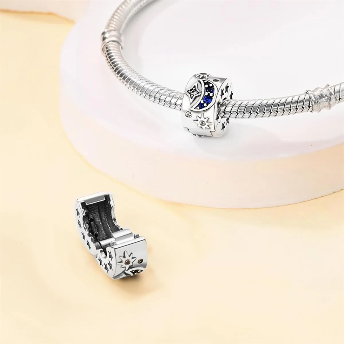 KUNSIR Bead Charm Ciondolo in Argento Sterling 925 con Cubic Zirconia per Braccialetti e Collane Europei - immagine 2