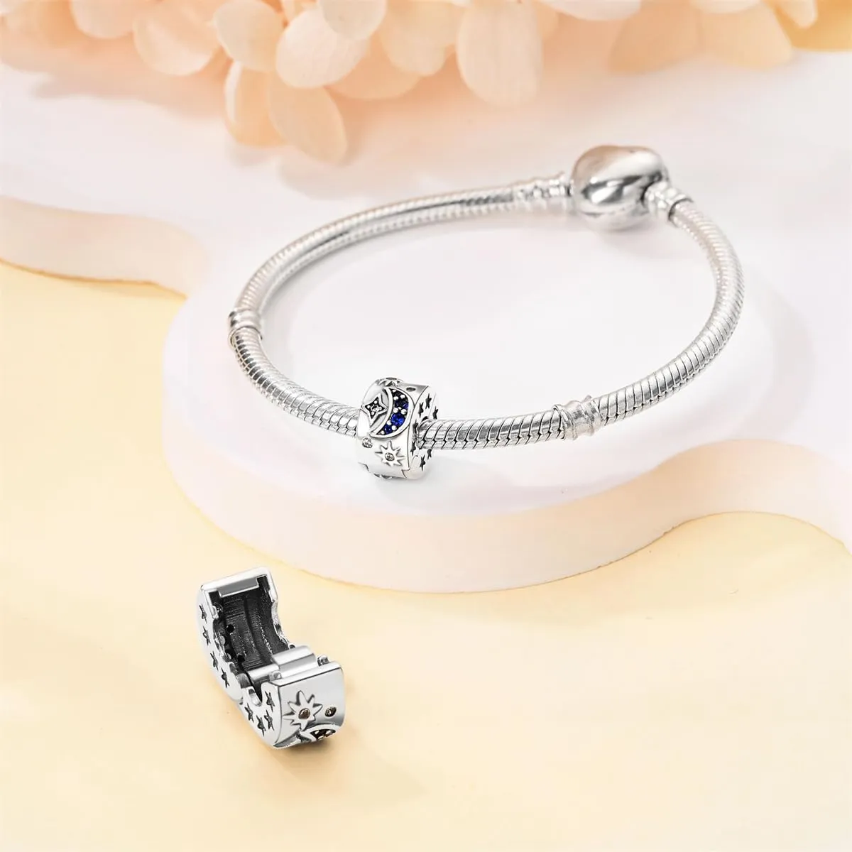 KUNSIR Bead Charm Ciondolo in Argento Sterling 925 con Cubic Zirconia per Braccialetti e Collane Europei - immagine 3