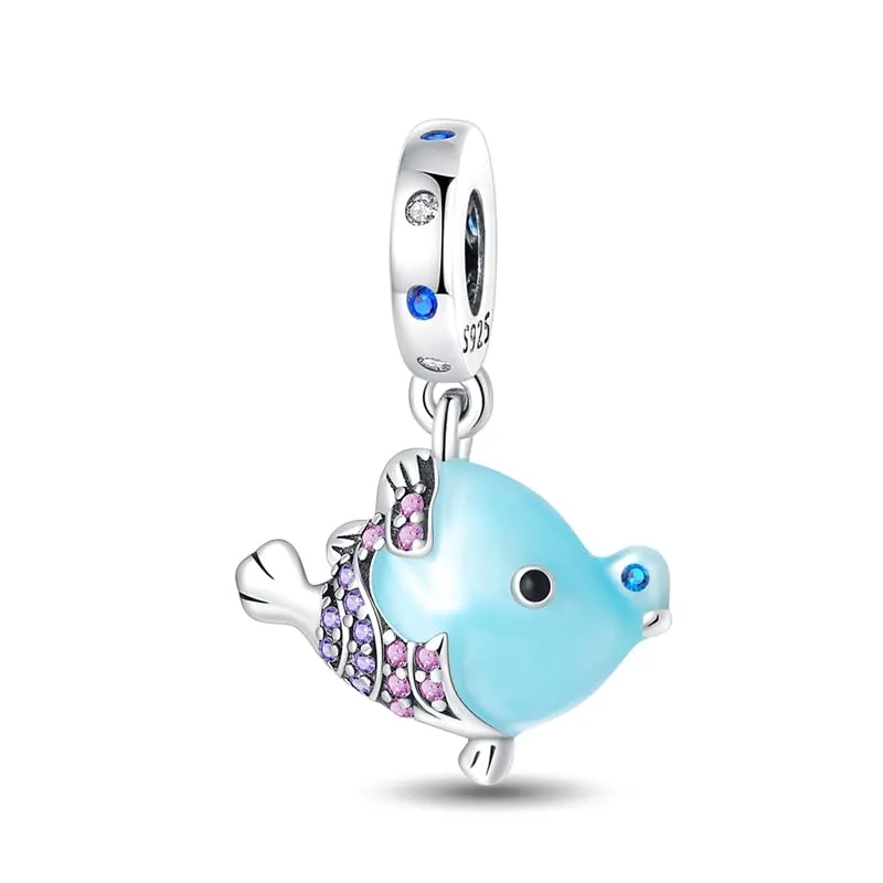 KUNSIR Bead Charm Ciondolo Argento Sterling 925 con Cubic Zirconia per Braccialetti e Collane Europei - immagine 1