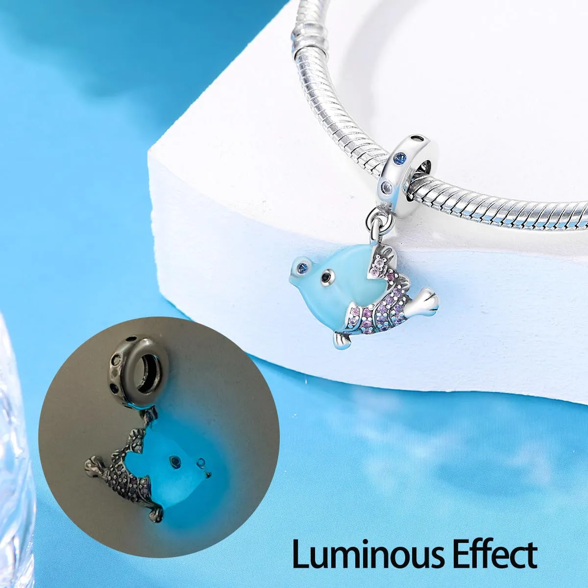 KUNSIR Bead Charm Ciondolo Argento Sterling 925 con Cubic Zirconia per Braccialetti e Collane Europei - immagine 3
