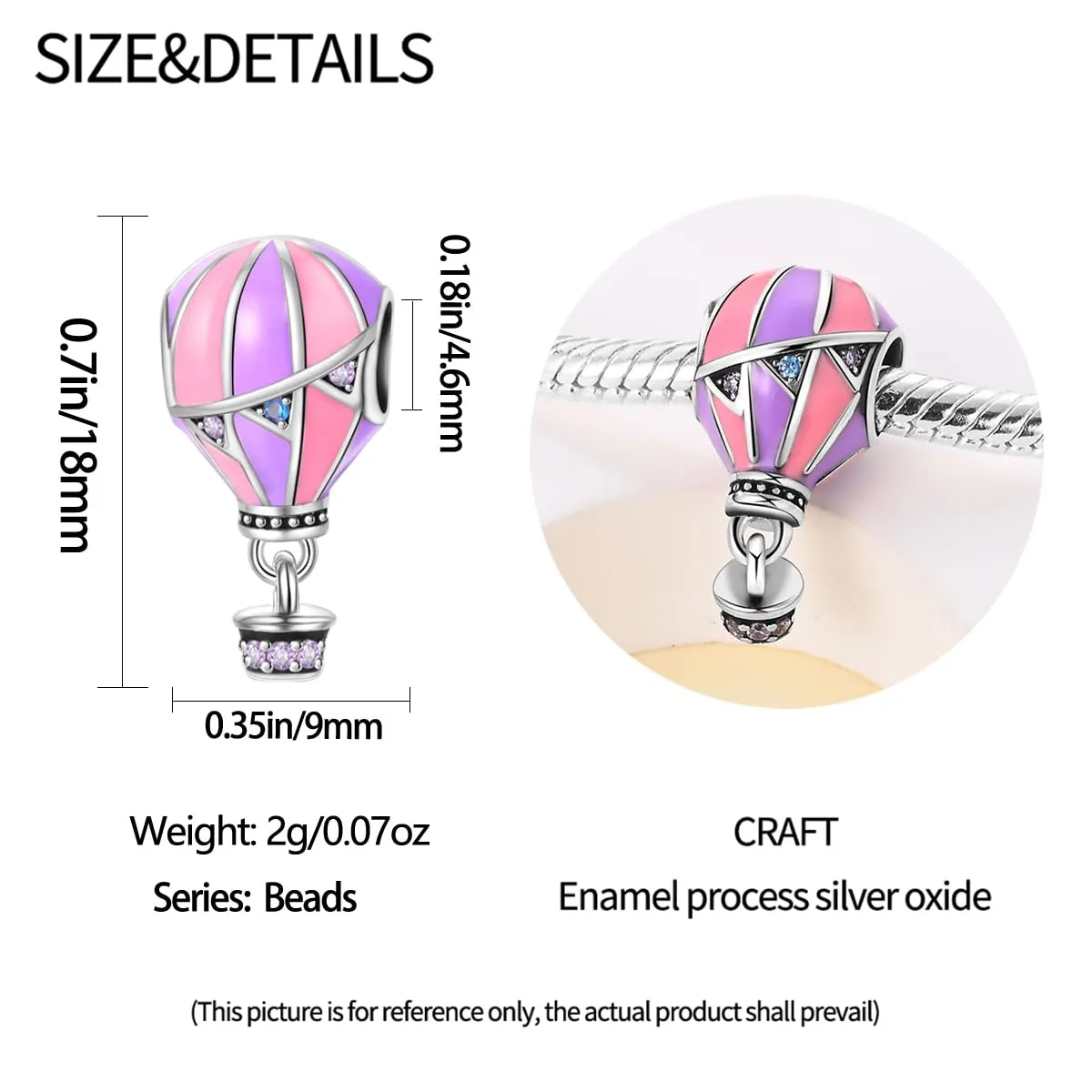 KUNSIR Bead Charm Ciondolo Argento Sterling 925 con Cubic Zirconia per Pandora Braccialetti, Collane Europee - immagine 5
