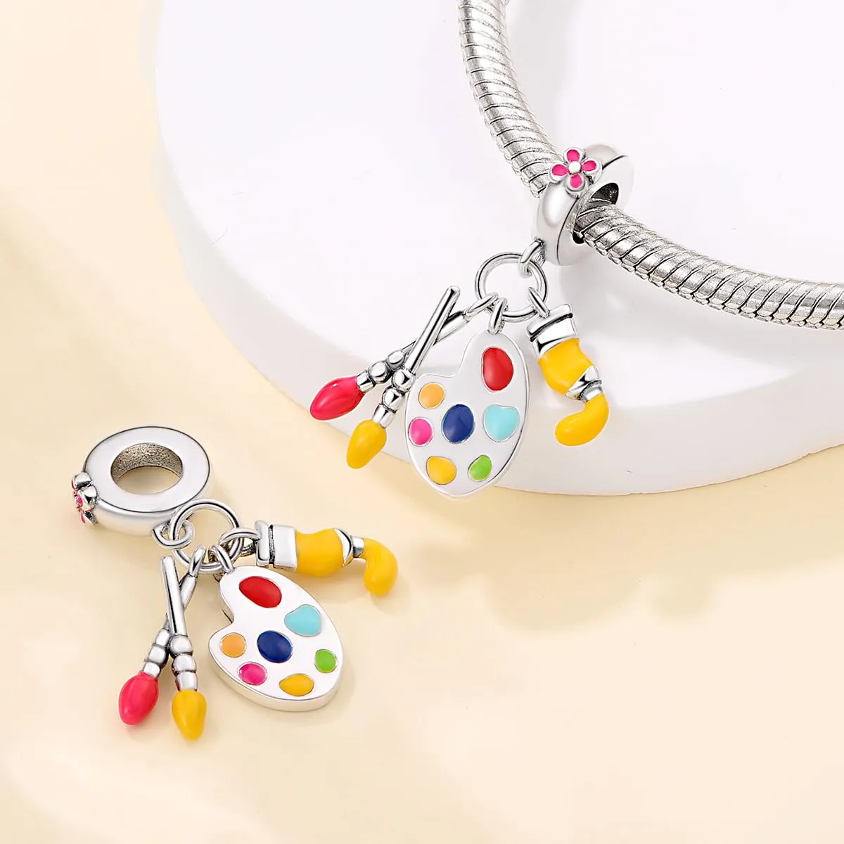KUNSIR Bead Charm in Argento Sterling 925 con Cubic Zirconia per Braccialetti e Collane Europei - immagine 2