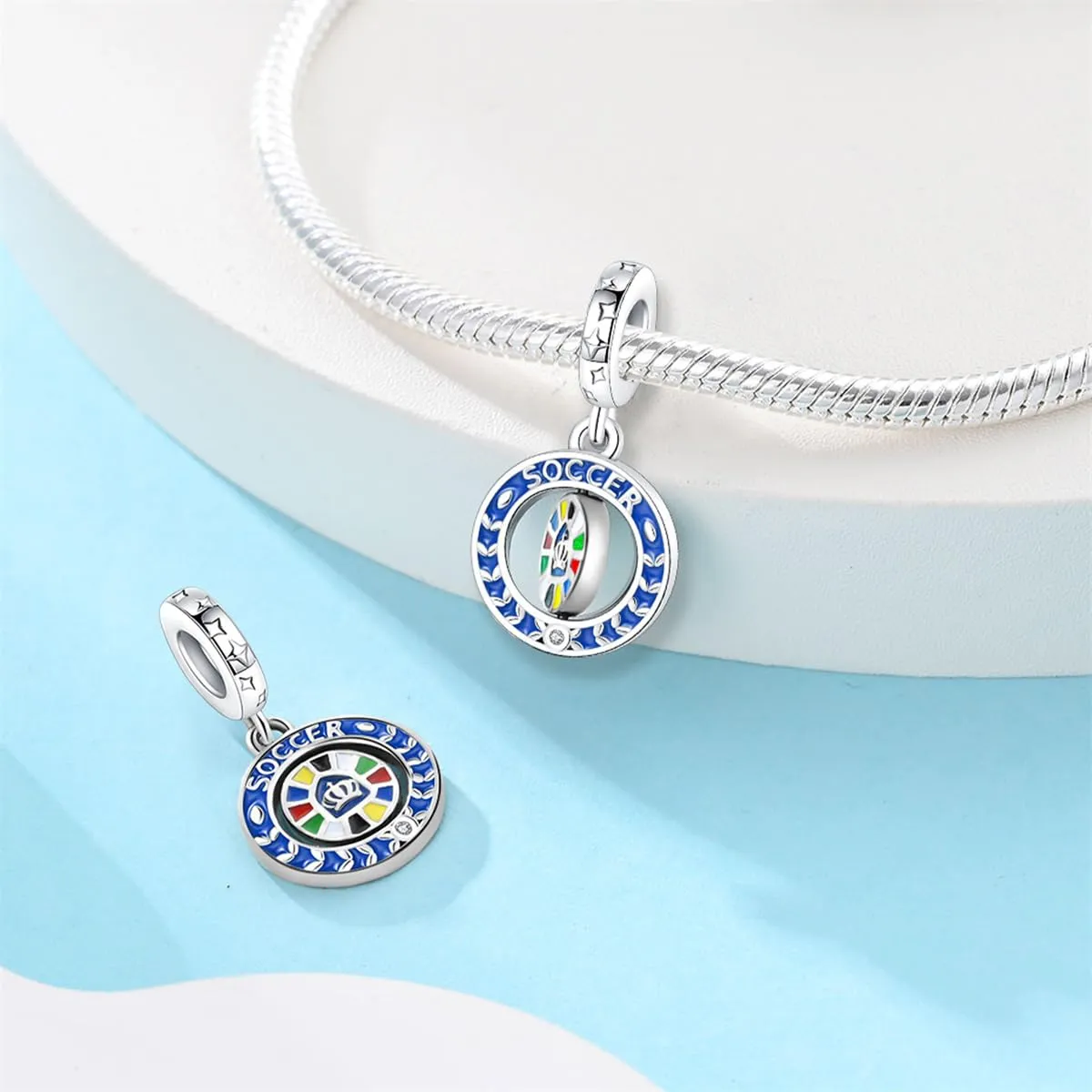 KUNSIR Bead Charm Ciondolo Argento Sterling 925 con Cubic Zirconia per Pandora Braccialetti e Collane Europee - immagine 2