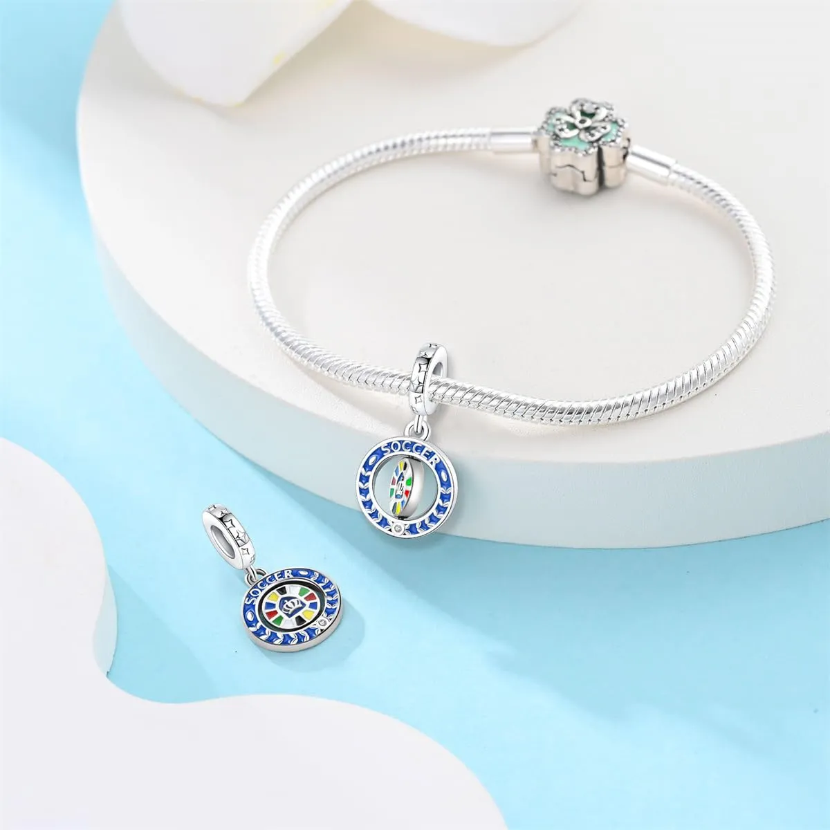 KUNSIR Bead Charm Ciondolo Argento Sterling 925 con Cubic Zirconia per Pandora Braccialetti e Collane Europee - immagine 3