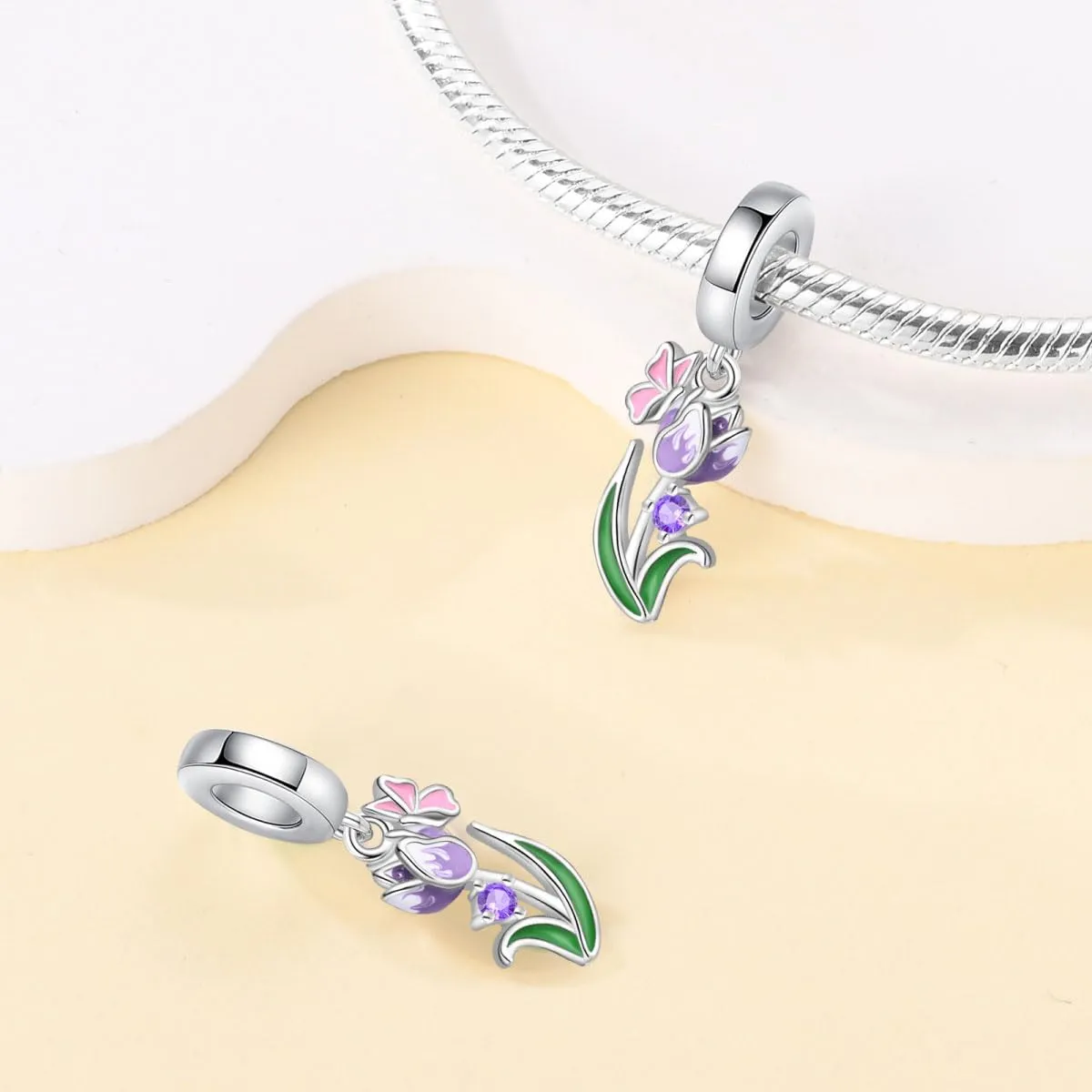 KUNSIR Ciondolo in Argento Sterling 925 con Cubic Zirconia per Braccialetti e Collane Europei - immagine 2
